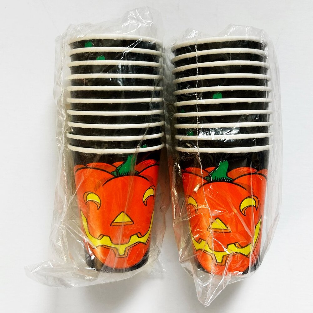 Vintage Halloween Pumpkin Paper Cups, 20 piece